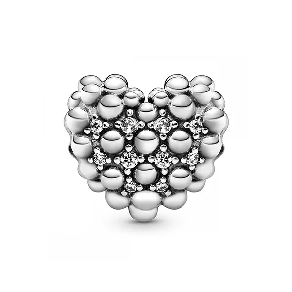 Hạt Vòng Charm Pandora Beaded Sparkling Heart Charm 798681C01 Màu Bạc - Trang sức - Vua Hàng Hiệu