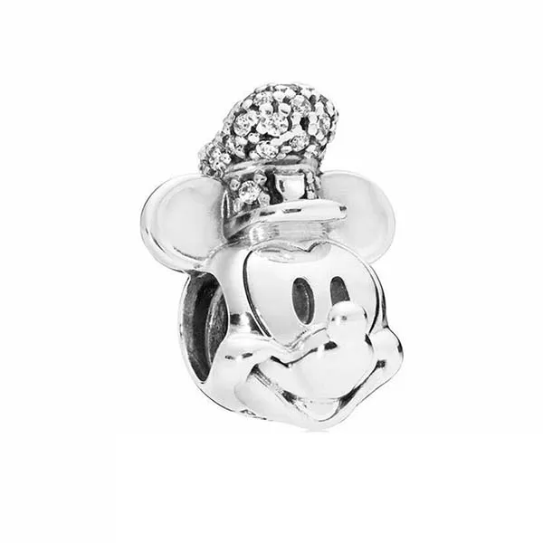 Hạt Vòng Charm Pandora Disney Shimmering Steamboat Willie Portrait 797499CZ Màu Bạc