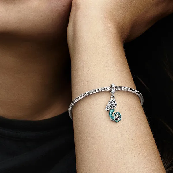 Hạt Vòng Charm Pandora Disney The Little Mermaid Ariel Dangle 792695C01 Màu Bạc/Xanh - Trang sức - Vua Hàng Hiệu