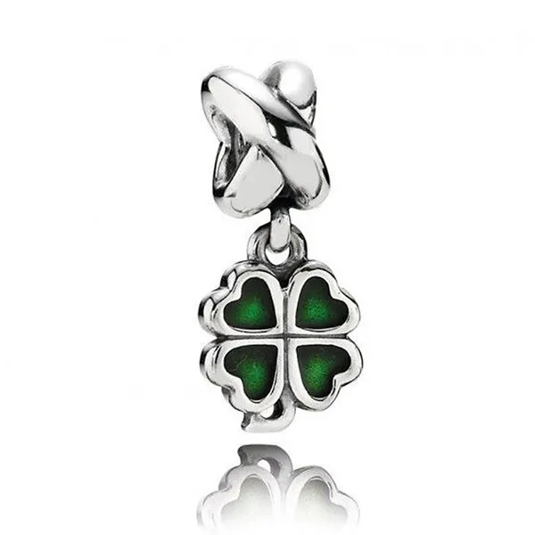 Hạt Vòng Charm Pandora Green Four Leaf Clover Dangle 790572EN25 Màu Xanh Bạc
