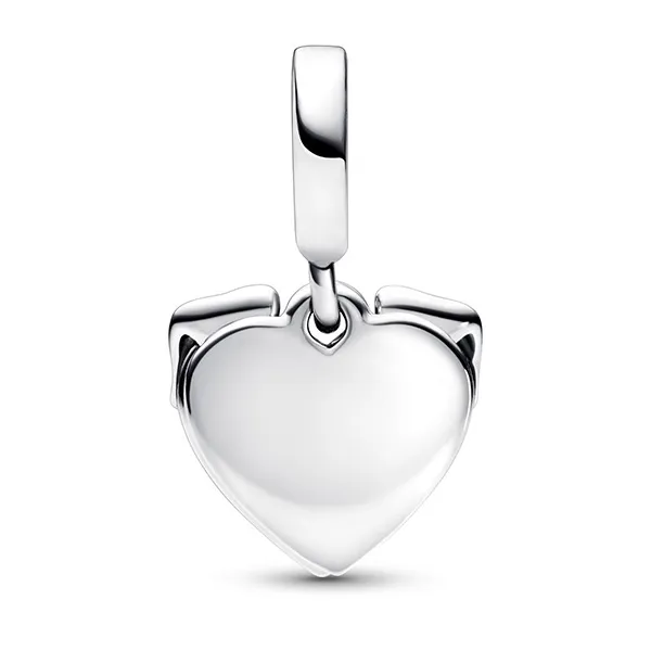 Hạt Vòng Charm Pandora Heart & Dog Double Dangle Charm 792647C01 Màu Bạc