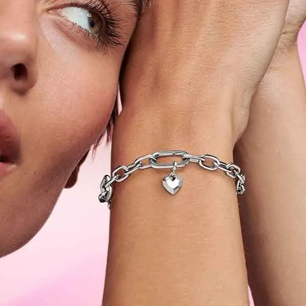 Hạt Vòng Charm Pandora ME Faceted Heart Mini Dangle 792305C00 Màu Bạc