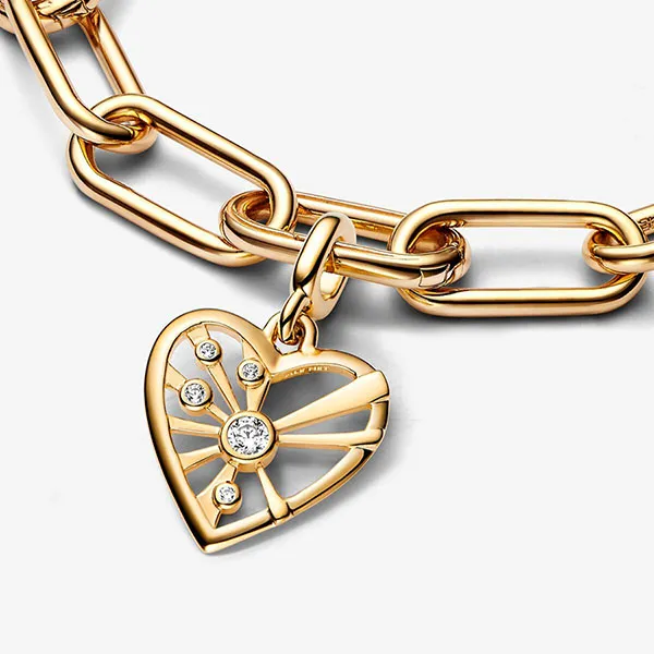 Hạt Vòng Charm Pandora ME Heart & Rays Medallion 762691C01 Màu Vàng Gold