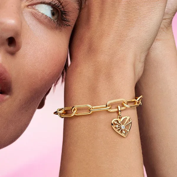 Hạt Vòng Charm Pandora ME Heart & Rays Medallion 762691C01 Màu Vàng Gold