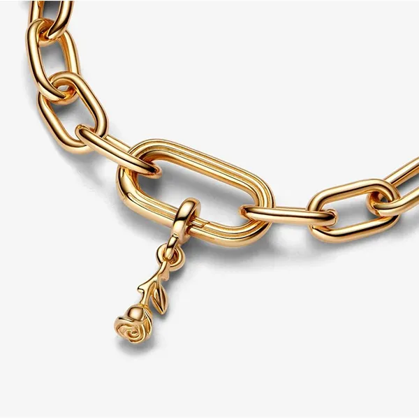 Hạt Vòng Charm Pandora ME Romance Rose Mini Dangle Charm 762467C00 Màu Vàng