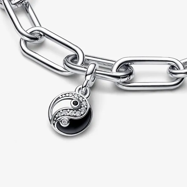 Hạt Vòng Charm Pandora Me Sparkling Yin & Yang Mini Dangle 792805C01 Màu Bạc