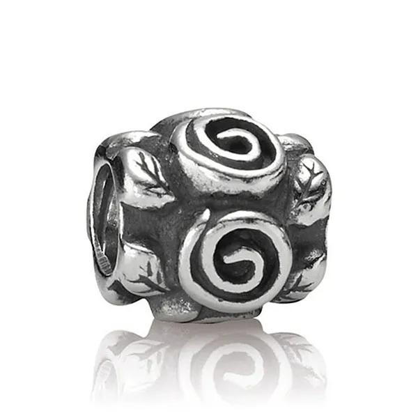 Hạt Vòng Charm Pandora Retired Sterling Silver Rose Leaf Bead 790136 Màu Bạc