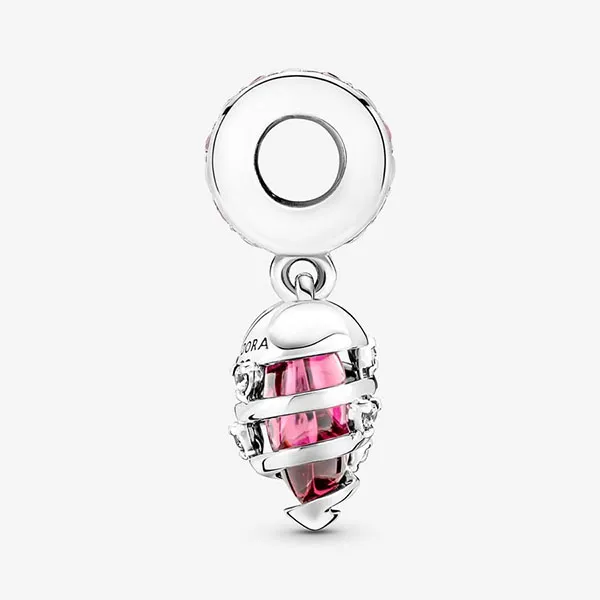 Hạt Vòng Charm Pandora Reveal Your Love Heart Spiral Dangle 791131C01 Màu Bạc Phối Hồng