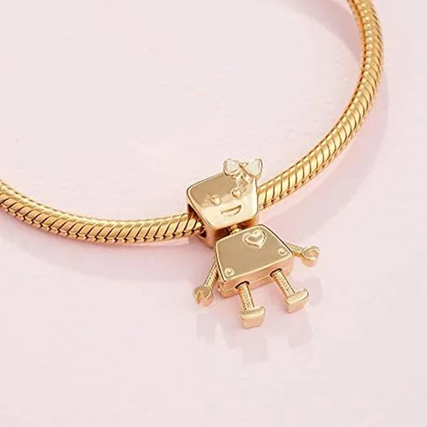 Hạt Vòng Charm Pandora Shine Bella Bot, Silver Enamel 767141EN23 Màu Vàng