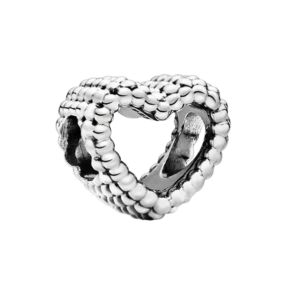 Hạt Vòng Charm Pandora Silver Beaded Heart Charm 797516 Màu Bạc