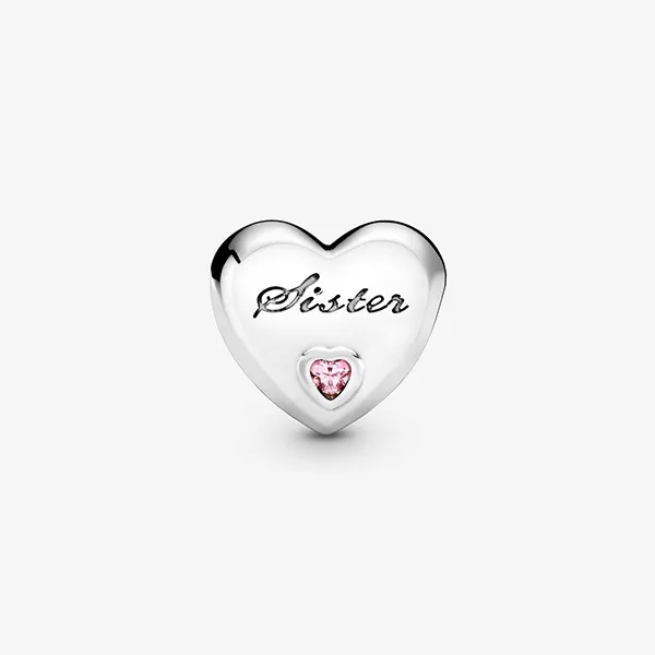 Hạt Vòng Charm Pandora Sister Heart Charm 791946PCZ Màu Hồng Bạc - Trang sức - Vua Hàng Hiệu