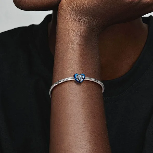Hạt Vòng Charm Pandora Spinnable Heart 792750C01 Màu Xanh Bạc - Trang sức - Vua Hàng Hiệu