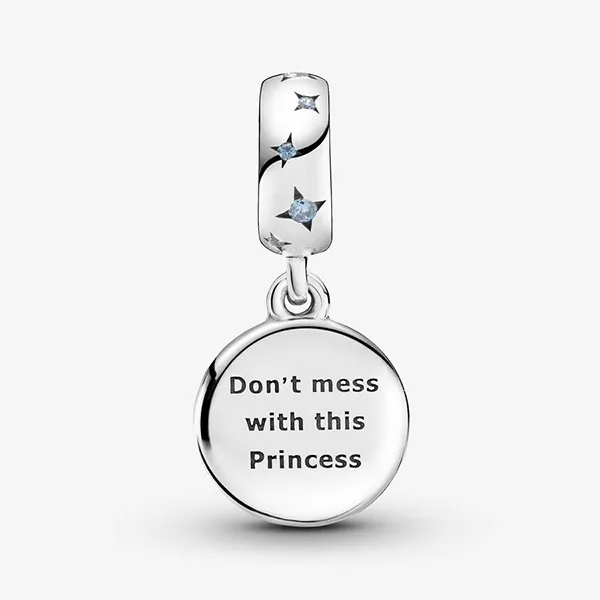 Hạt Vòng Charm Pandora Star Wars Princess Leia Double Dangle Charm 799251C01 Màu Xanh Bạc