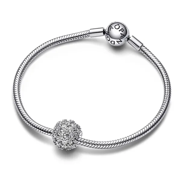 Hạt Vòng Charm Pandora Sterling Silver Charm With Clear Cubic Zirconia 792630C01 Màu Bạc