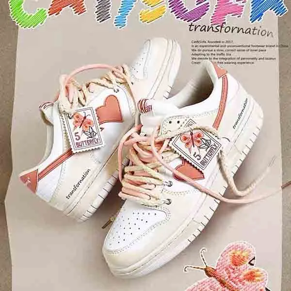 Giày Sneaker Unisex Cat & Sofa Pink Love Butterfly AC278 Màu Be Trắng - Giày - Vua Hàng Hiệu