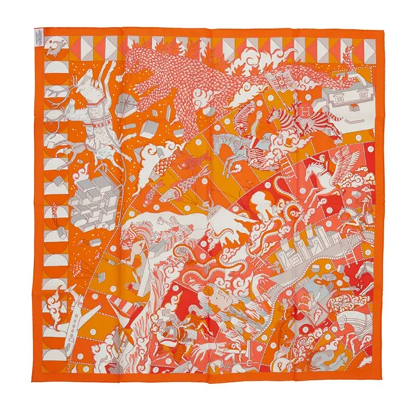 Khăn Hermès Orange Silk L'Epopee Màu Cam