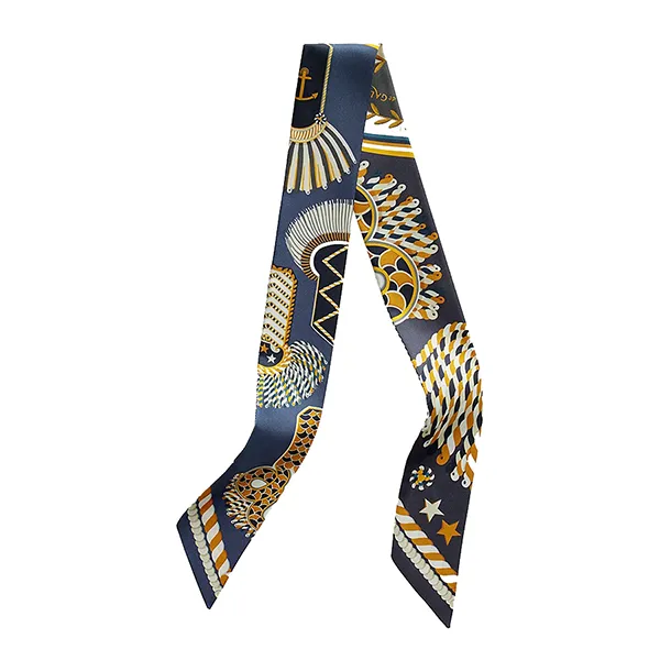Khăn Nữ Hermès Epaulettes de Gala Twilly Marine / Gold / Blanc Phối Màu