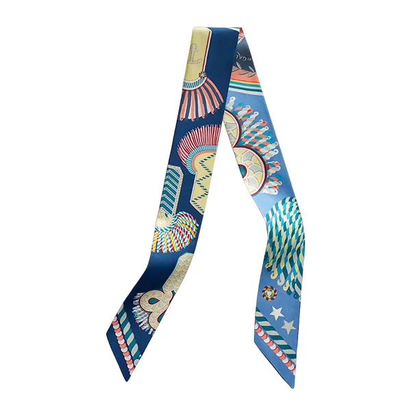Khăn Nữ Hermès Epaulettes de Gala Twilly Marine / Jaune Pâle / Myosotis Phối Màu Xanh - Thời trang - Vua Hàng Hiệu