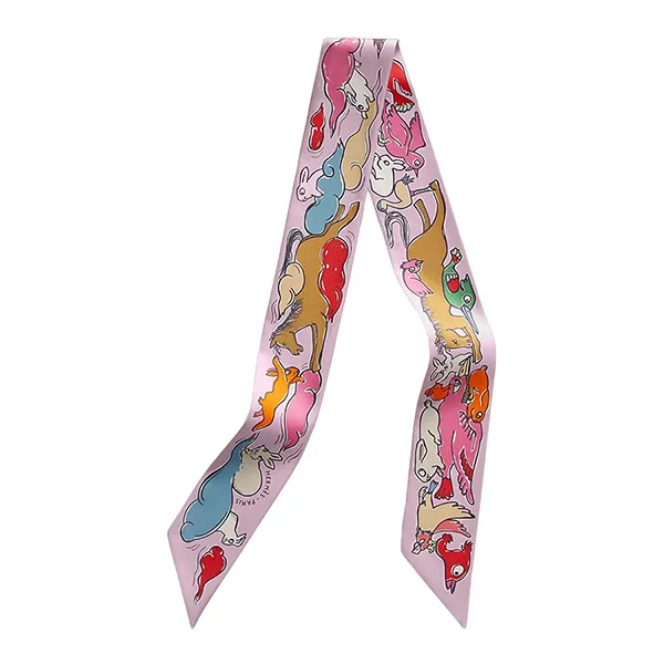 Khăn Nữ Hermès Mille Et Un Lapins Twilly Parme / Rose Vif / Camel Màu Hồng - Thời trang - Vua Hàng Hiệu