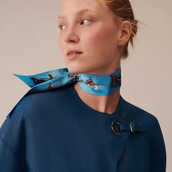 Khăn Nữ Hermès Space Derby Twilly Bleu / Jaune / Rouge Màu Xanh Blue - Thời trang - Vua Hàng Hiệu