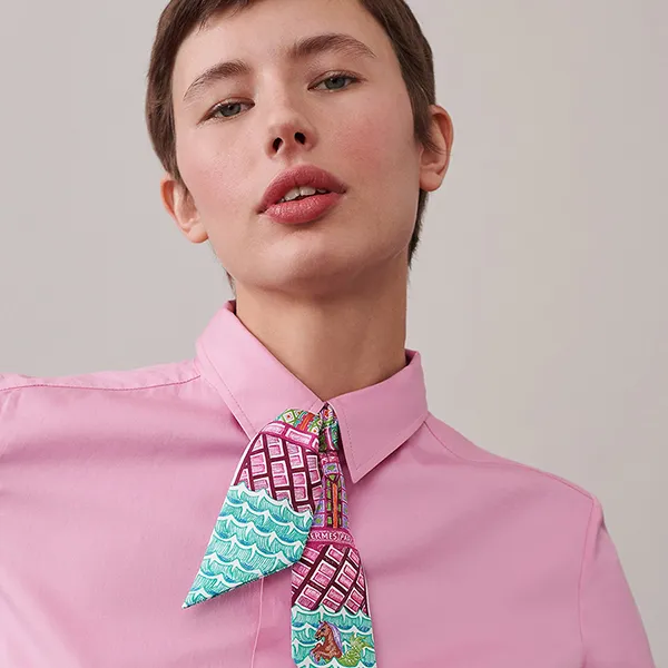 Khăn Nữ Hermès Super Silk Quest Twilly Rose / Turquoise / Orange Màu Xanh Cam - Thời trang - Vua Hàng Hiệu
