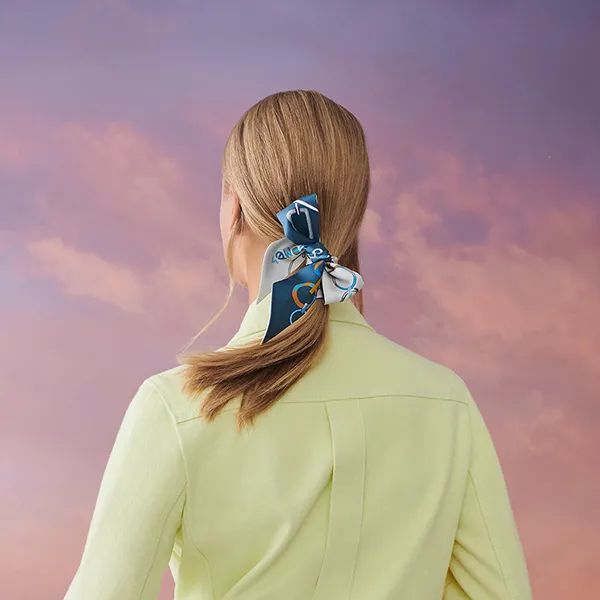 Khăn Nữ Hermès Twilly Do Ré Boucles Gris Perle / Bleu Azur / Caramel Màu Xanh - Thời trang - Vua Hàng Hiệu