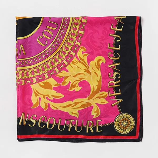 Khăn Nữ Versace Jeans Couture Barroco-Print Silk Scarf 75HA7H10ZG201 Màu Hồng Đen