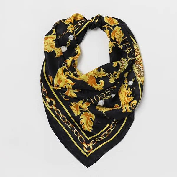 Khăn Nữ Versace Jeans Couture Silk Scarf With Print 75HA7H10ZG200 Màu Đen Vàng