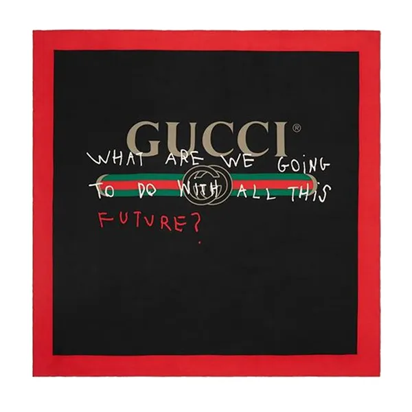 Khăn Quàng Cổ Lụa Gucci Black Coco Capitan Printed Shawl Màu Đen Đỏ - Thời trang - Vua Hàng Hiệu