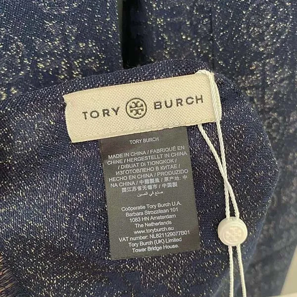 Khăn Quàng Cổ Tory Burch Jacquard Traveler Scarf Màu Xanh Navy
