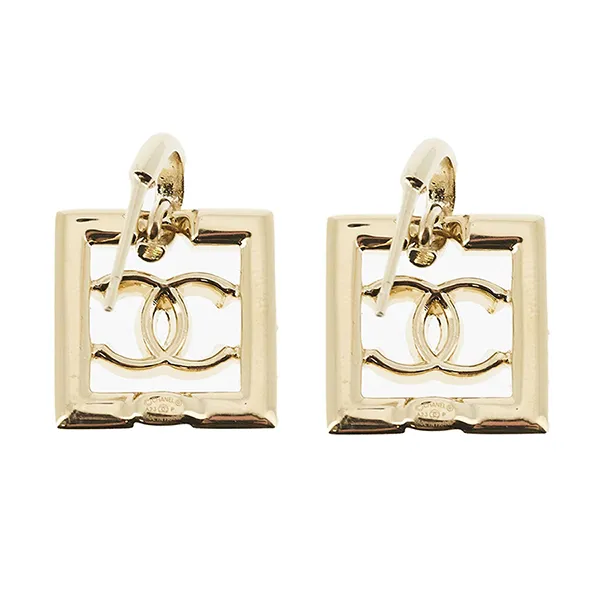 Khuyên Tai Nữ Chanel CC Square Earrings Màu Vàng Gold