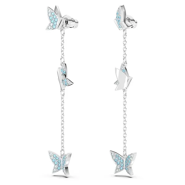 Khuyên Tai Nữ Swarovski Lilia Drop Earrings Butterfly 5662182 Màu Bạc/Xanh