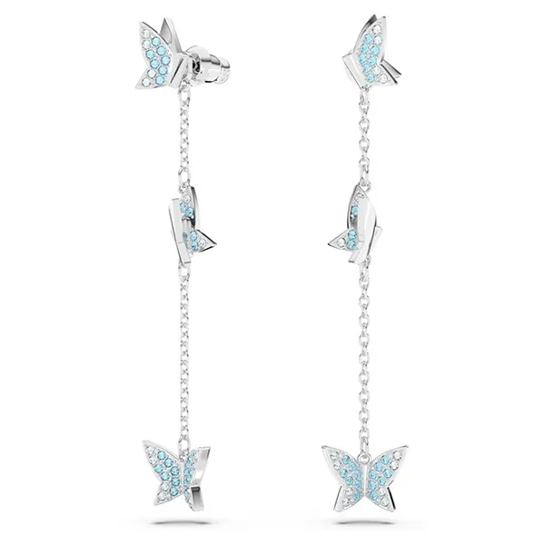 Khuyên Tai Nữ Swarovski Lilia Drop Earrings Butterfly 5662182 Màu Bạc/Xanh