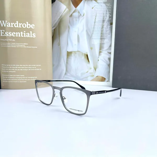 Kính Mắt Cận Unisex Alexander Mcqueen Eyeglasses Grey AM0167O 003 Màu Xám/ Havana