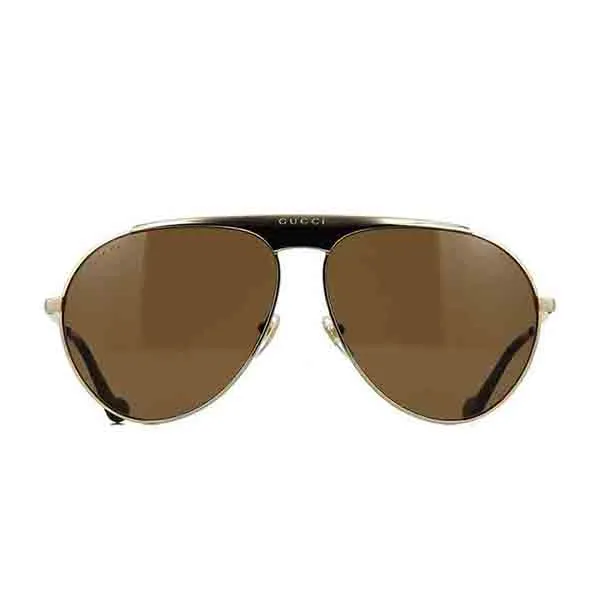 Kính Mát Unisex Gucci Sunglasses GG0908S 001 Gold Dark Brown Màu Nâu Vàng - 1