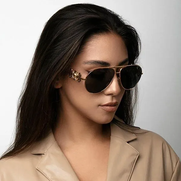 Kính Mát Unisex Versace VE2249 100287 Sunglasses Màu Xám Vàng