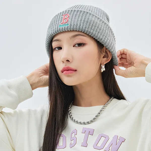 Mũ Len MLB Logo Boston Red Sox 3ABNM1136-43MGS Màu Xám