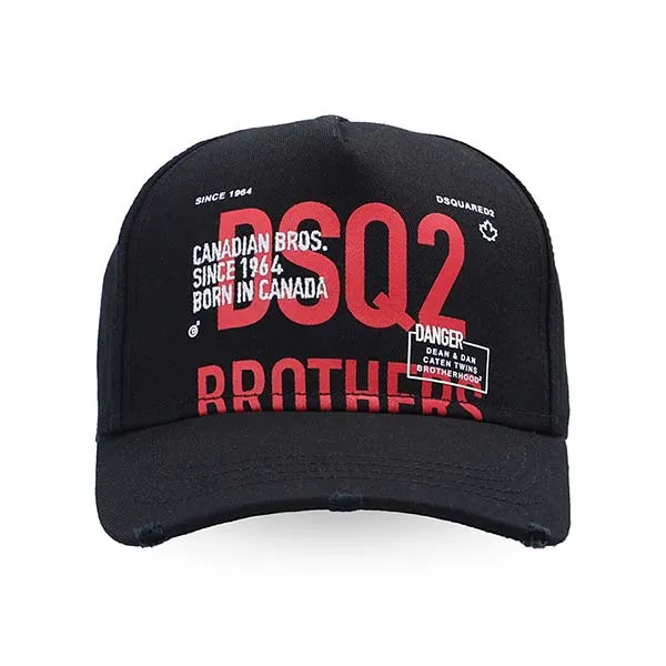 Mũ Nam Dsquared2 Black Brother Baseball BCM0530 05C00001 Màu Đen - Mũ nón - Vua Hàng Hiệu
