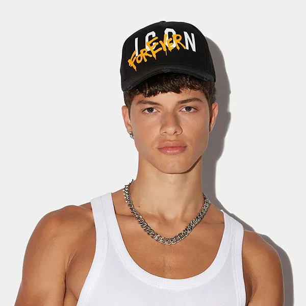 Mũ Nam Dsquared2 Icon Forever Distressed Baseball Cap BCM0543 Màu Đen - Mũ nón - Vua Hàng Hiệu