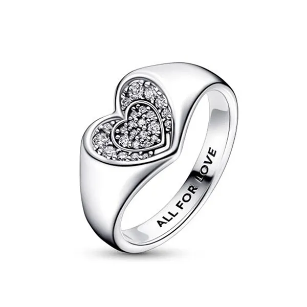 Nhẫn Nữ Pandora Signet Ring For Women Radiant Heart 192491C01 Màu Bạc Size 54