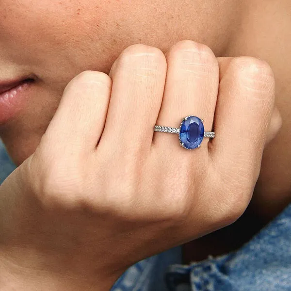 Nhẫn Nữ Pandora Sparkling Statement Halo Ring 190056C01 Màu Bạc Xanh Size 56