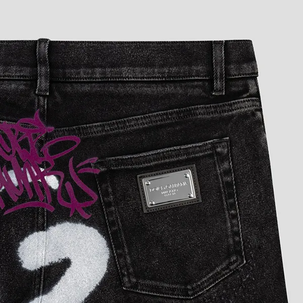 Quần Jean Nam Dolce & Gabbana D&G Black With Logo Printed Skinny Fit GY07LD G8GV8 Màu Đen Size 46 - Thời trang - Vua Hàng Hiệu