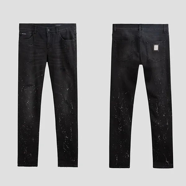 Quần Jean Nam Dolce & Gabbana D&G Black With Metal Plate Logo GY07LD G8CO5 Màu Đen