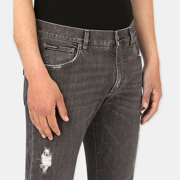 Quần Jean Nam Dolce & Gabbana D&G Wash Dáng Slim GY07CDG8EG4S9001 Màu Xám Size 46