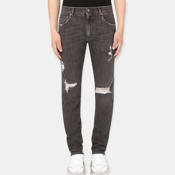 Quần Jean Nam Dolce & Gabbana D&G Wash Dáng Slim GY07CDG8EG4S9001 Màu Xám Size 46