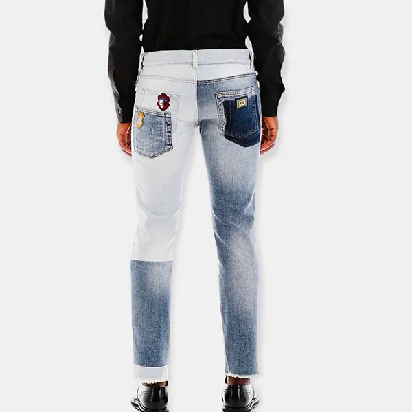 Quần Jean Nam Dolce & Gabbana D&G Wash Tag Skinny Distressed Patchwork GYYKLZG8BO1 Màu Xanh Nhạt Size 46 - Thời trang - Vua Hàng Hiệu