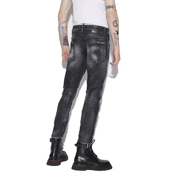 Quần Jean Nam Dsquared2 Ripped Knee Wash Sexy S74LB1040 Màu Đen Size 44