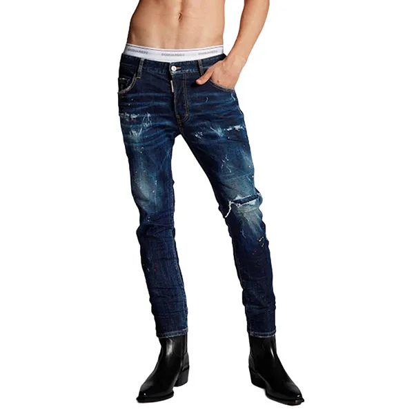 Quần Jean Nam Dsquared2 Super Low Jeans Màu Xanh Size 46