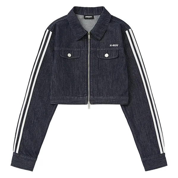 Set Áo + Chân Váy Nữ Nerdy Crop Top Denim Màu Xanh Đen