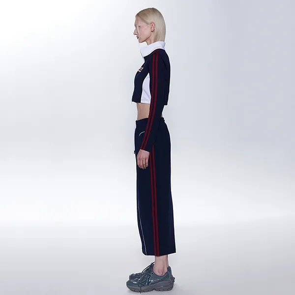Set Áo + Chân Váy Nữ Nerdy Crop Track Màu Xanh Navy